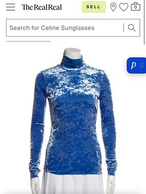 Stretch Velvet Turtleneck Top by Tibi